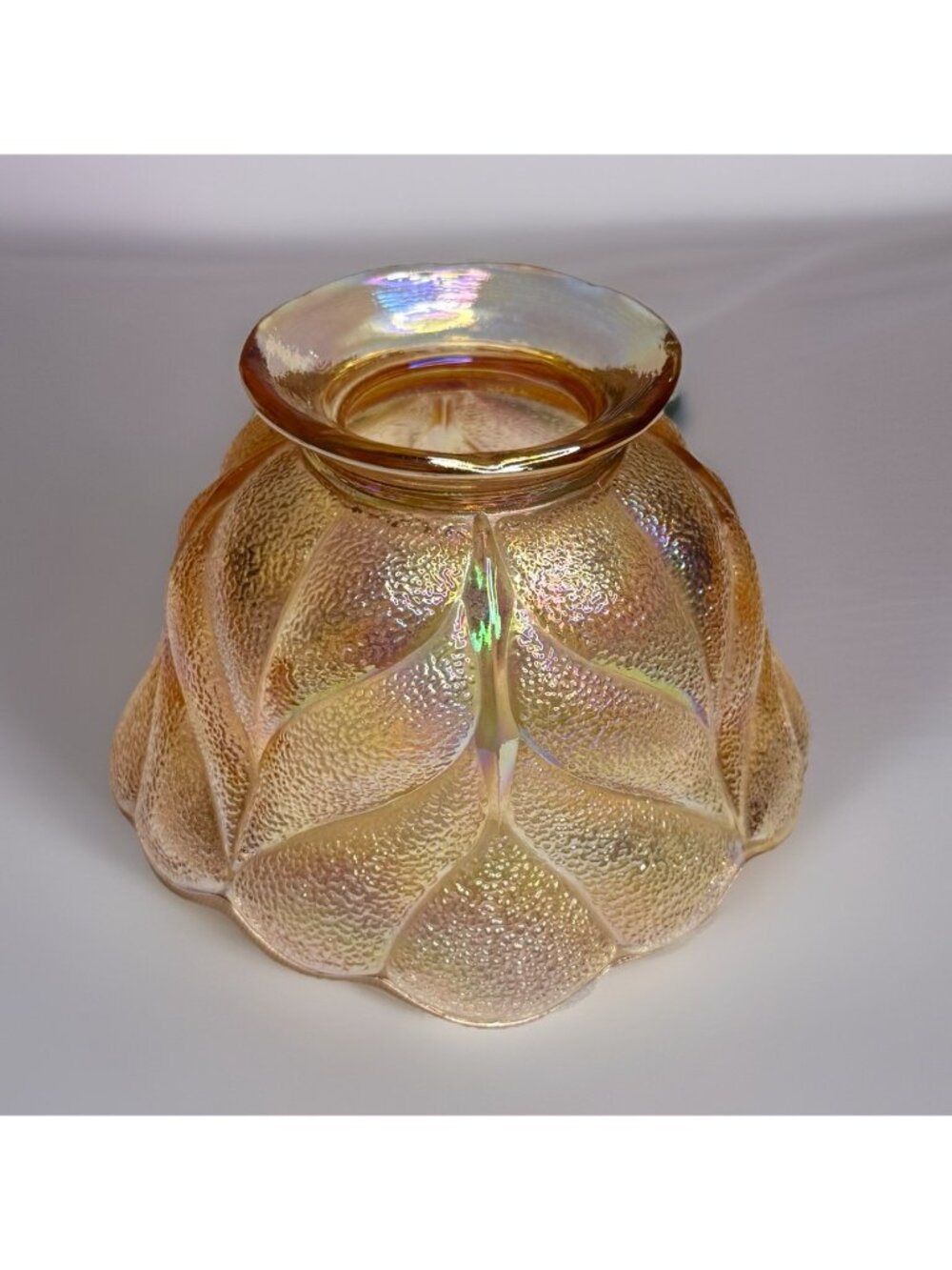 LE Smith Woodrose Lustre Iridescent Pink Glass Fairy Lamp Candle Holder TOP ONLY